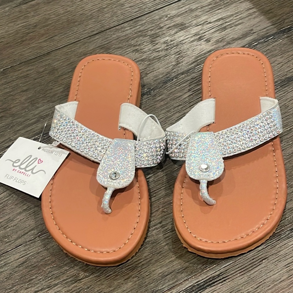 NWT Rhinestoned Flip Flops